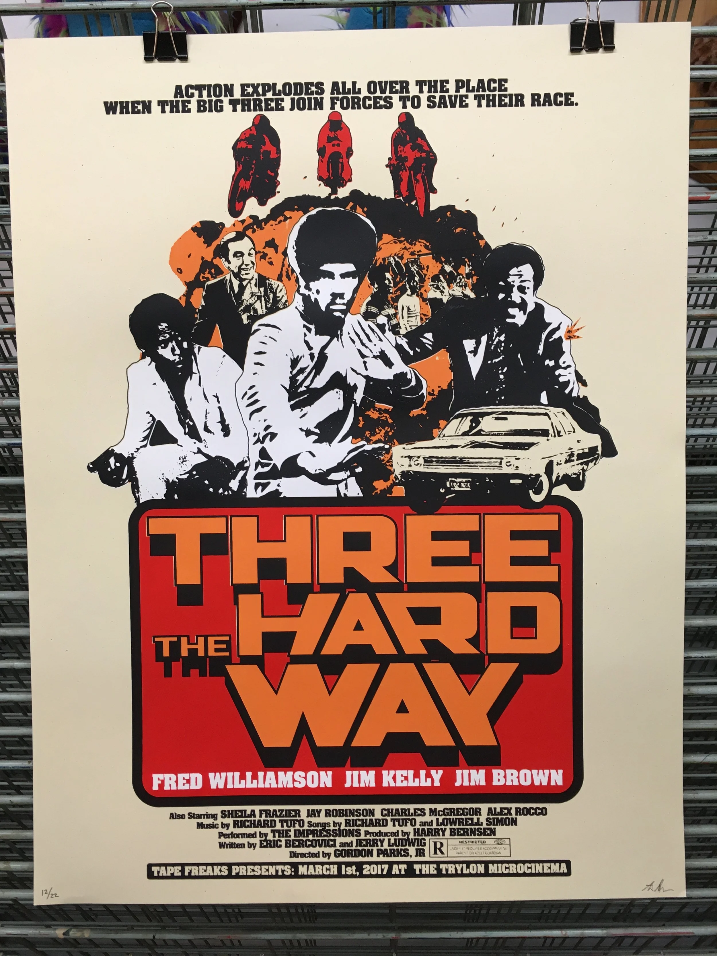 THREE THE HARD WAY SCREENPRINT POSTER — TIM MONSTERS! -